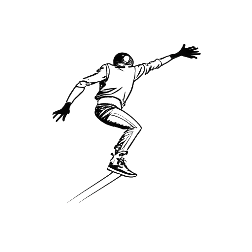 Line art drawing of Bruce Lee performing stunts