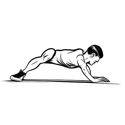 Line art drawing of Bruce Lee doing push-ups with two fingers