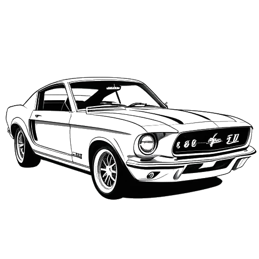 Strichzeichnung eines Mannes, der Sascha Hellinger darstellt, der neben einem Mustang-Auto steht.