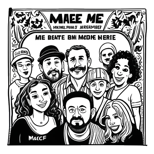 Line art tekening van een televisiescherm, dat de show 'Mac Miller and the Most Dope Family' van Mac Miller voorstelt.