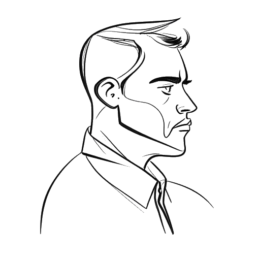 Desenho em arte linear de um homem, representando Mac Miller, enfrentando lutas pessoais.