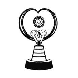Lijntekening van een Grammy Award trofee, een filmblik, en een hand die een hart vasthoudt, waarmee Skrillex's prestaties in muziek, bijdragen aan film, en filantropische inspanningen worden vertegenwoordigd, allemaal tegen een witte achtergrond.