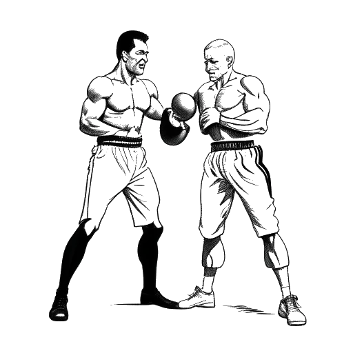 Desenho em arte de linha de Andrew e Tristan Tate usando equipamentos de kickboxing