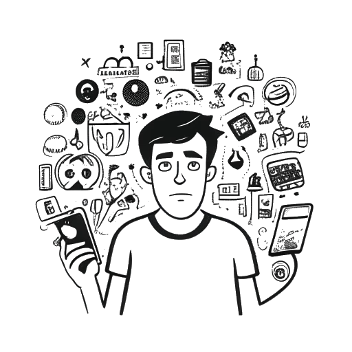 Line art drawing of Andrew Tate with social media logos