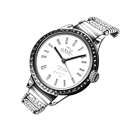 Lijntekening van Andrew Tate's met diamanten bezette horloge