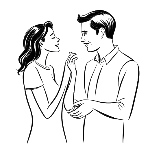 Line art drawing of a woman representing Alex Cooper getting engaged to Hollywood producer Matt Kaplan