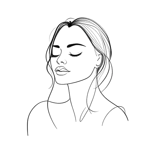 Line art drawing of a woman representing Alex Cooper being true to herself and preferring to be disliked for who she genuinely is