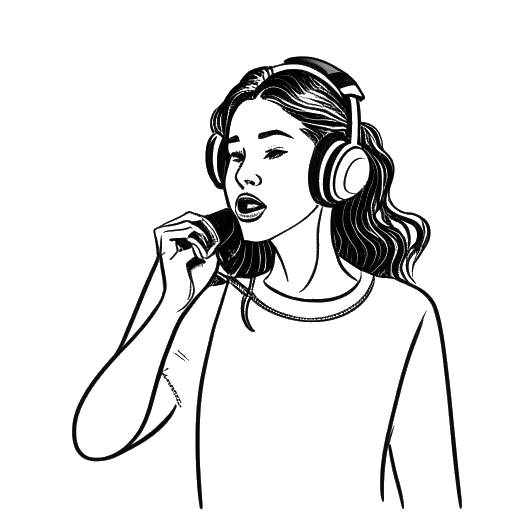 Line art drawing of a woman representing Alex Cooper launching the Hot Mess podcast and being vulnerable