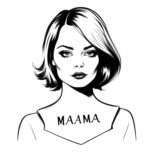Line art drawing of a woman, representing Emma Stone, holding a script with 'Maniac' written on it.