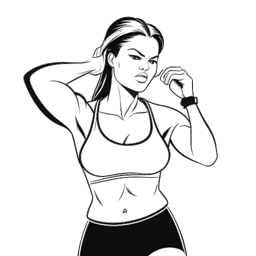 Dibujo de arte lineal de una mujer sometiéndose a un ejercicio desafiante que representa a Samantha Irvin durante su audición en la WWE.