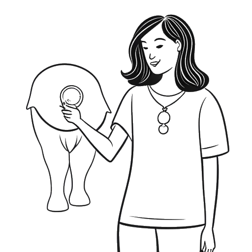 Line drawing of a woman, representing Brittany Venti, holding a Republican elephant and a pill, with conservative values and a medical symbol in the background, against a white backdrop.