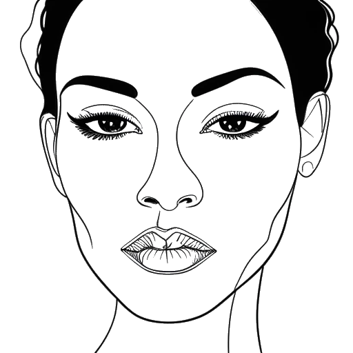 Line art drawing of a woman representing Brittany Renner, with a mix of African and Caucasian features.