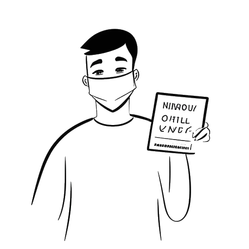 Line art drawing of a man, representing Flavio Briatore, testing positive for COVID-19.