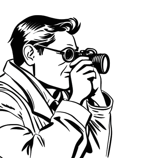 Desenho de arte de linha de um homem, representando Flavio Briatore, que está buscando talentos no mundo da F1.