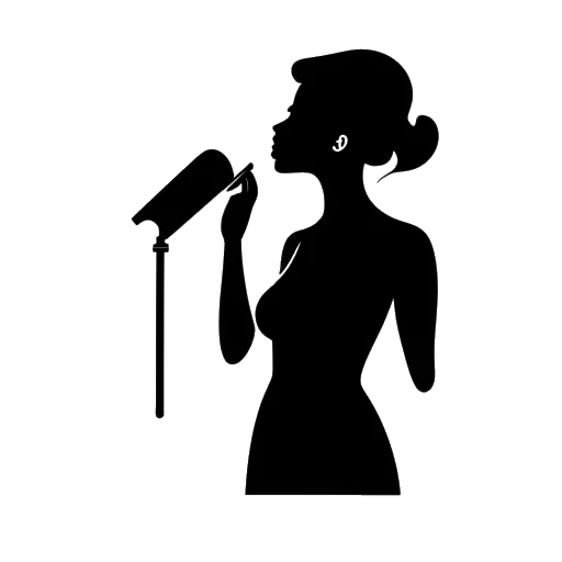 Line art drawing of a woman representing Lauren Chen, holding a cross and a microphone, with a speech bubble in the background