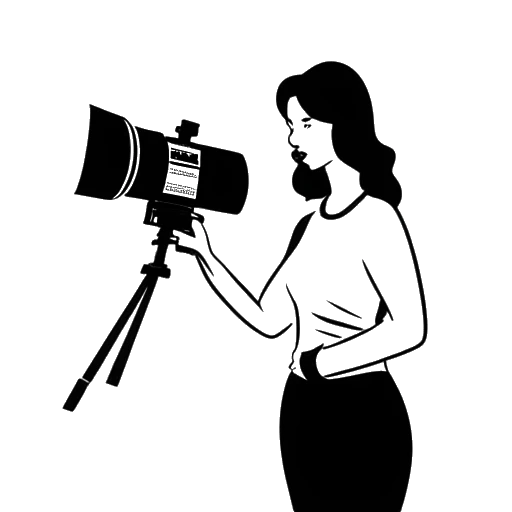 Line art drawing of a woman representing Lauren Chen, holding a newspaper with a TV camera and the Fox News and Spectator logos in the background