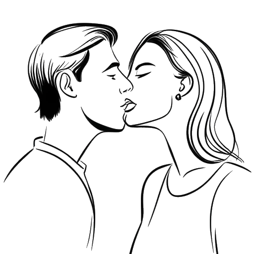 Lijntekening van een man, die Tyler Stanaland vertegenwoordigt, die reageert op een poging tot kus van een vrouw, wat het drama op 'Selling The OC' symboliseert.