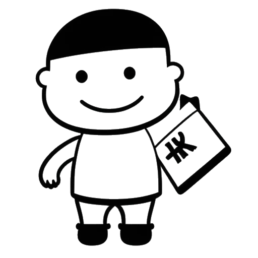 Line art drawing of a man representing KreekCraft, holding a piggy bank with a Roblox logo in the background.