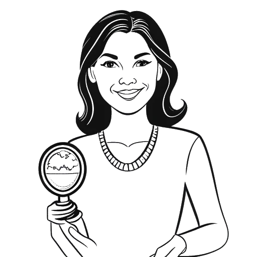 Desenho em arte de linha de uma mulher, representando Ellie Goulding, segurando o Prêmio Global de Liderança, com o logo da ONU nele.