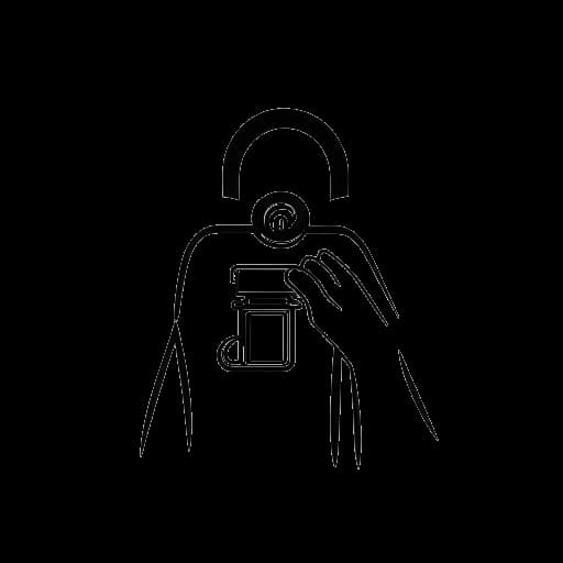 Disegno in arte lineare di un uomo che tiene un lucchetto, rappresentando la preferenza di Sean Kaufman di mantenere la sua vita privata privata