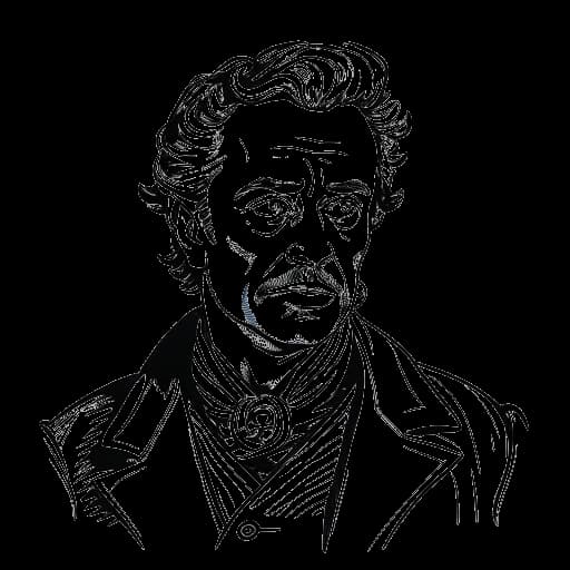 Desenho de arte de linha de um homem, representando Andrew Scott, em uma minissérie histórica
