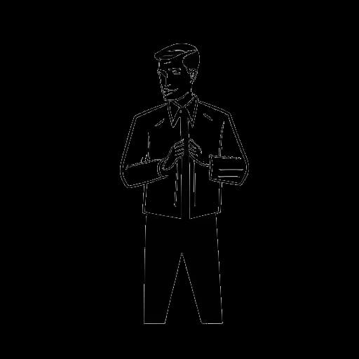 Uma representação minimalista de um homem retratando qualidades de liderança como colaboração, gestão de crises e tomada de decisão pragmática, influenciando o ambiente político de uma nação.