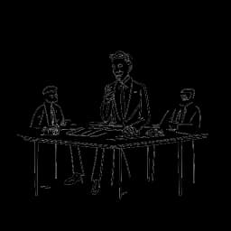 Um desenho simplista de um homem simbolizando Olaf Scholz, gerenciando funções governamentais e assuntos financeiros em momentos cruciais com sagacidade estratégica.