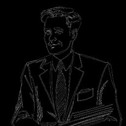 Um desenho minimalista de um homem representando Olaf Scholz, nascido no final da década de 1950, envolvido em atividades políticas desde jovem, tornando-se eventualmente o Primeiro Prefeito de uma cidade.