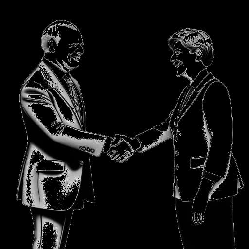 Dibujo de arte lineal de Olaf Scholz, colaborando eficazmente con Angela Merkel, durante la pandemia