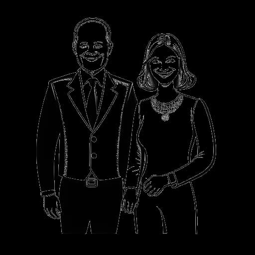 Dibujo de arte lineal de Olaf Scholz, casado con la política del SPD Britta Ernst, compartiendo un enfoque no denominacional de la religión