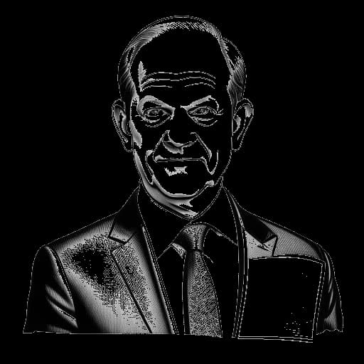 Dibujo de arte lineal de Olaf Scholz, convirtiéndose en Canciller en 2021 después de una estrecha victoria del SPD