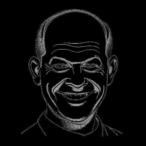 Dibujo de arte lineal de Olaf Scholz, sin corbata, llevando un parche en el ojo