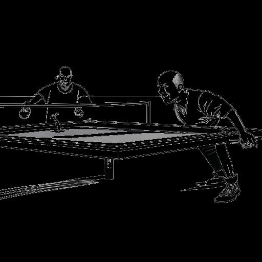 Dibujo de arte lineal de Olaf Scholz, disfrutando de una partida de tenis de mesa, con trenes modelo en el fondo