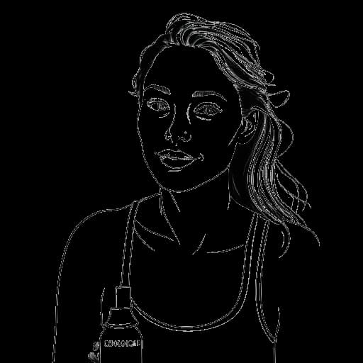 Lijntekening van een jonge vrouw die Brooke Monk vertegenwoordigt, die zwemt, reist en producten promoot zoals Celsius Energy Drink en Blackbough Swim.