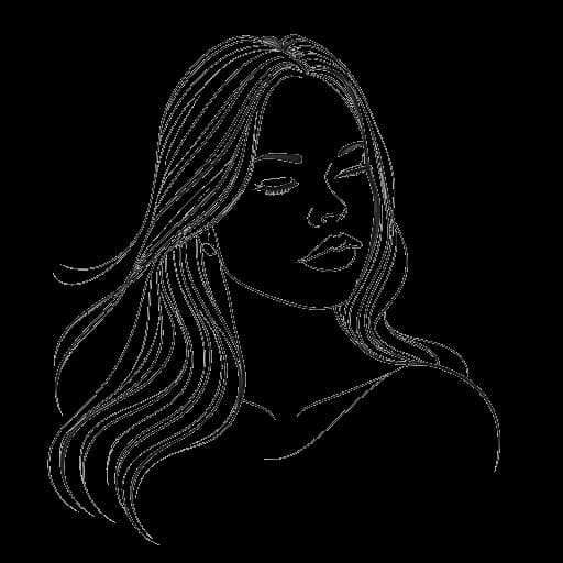 Una representación artística de una mujer que simboliza a Alissa Violet, con larga cabellera exudando creatividad y éxito.