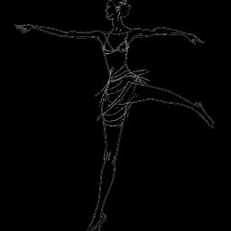 Line art depiction of a woman representing Miranda Cohen exuding determination and grace in ballet toe shoes.