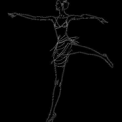 Line art depiction of a woman representing Miranda Cohen exuding determination and grace in ballet toe shoes.
