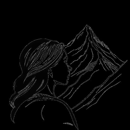 Disegno al tratto di una donna, che rappresenta Miranda Cohen, che affronta con sicurezza una montagna.