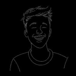 Line art of a man, representing Slavik Junge (Mark Filatov), with short hair in casual attire, chuckling with a YouTube symbol adrift by his side.