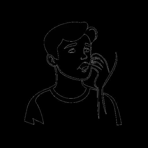 Disegno in stile line art di un giovane, rappresentante PewDiePie, che si copre la bocca con una 'X' rossa su un fumetto