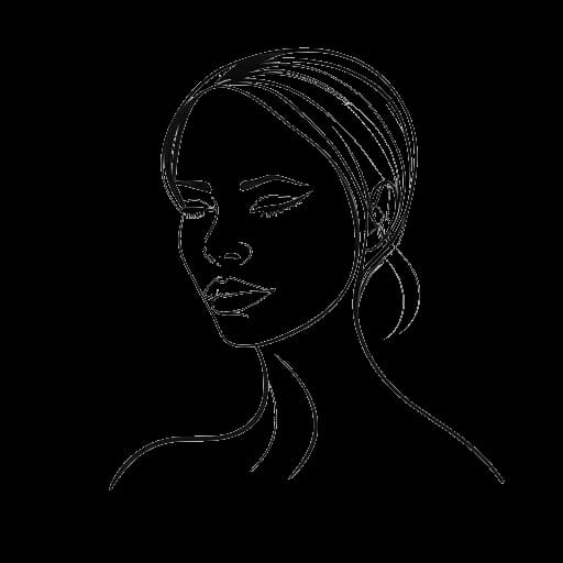 Line art drawing of a woman representing Lio, emanating strength and determination. The image is in black and white and presented against a white backdrop.
