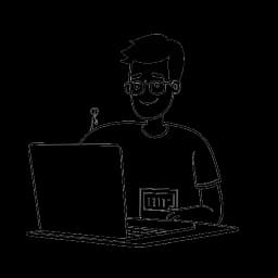 A monochromatic depiction of a man symbolizing Simon Whistler, holding a laptop showing the 'Biographics' channel with 3 million subscribers, representing his achievements in the YouTube platform