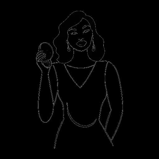 Lineart-tekening van een vrouw, die Tana Mongeau vertegenwoordigt, die een microfoon en een wijnglas vasthoudt, met naast haar logo's van YouTube en OnlyFans, die haar diverse inkomstenbronnen symboliseren.