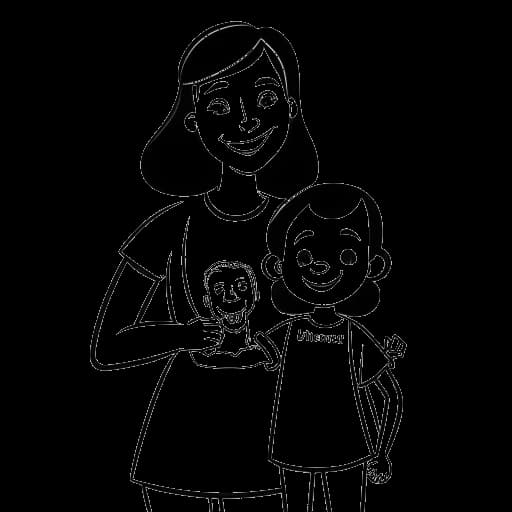 Lijntekening van Madeline Argy als kind die de invloed van het activisme van haar moeder tegen thalidomide op haar opvoeding en waarden vertegenwoordigt