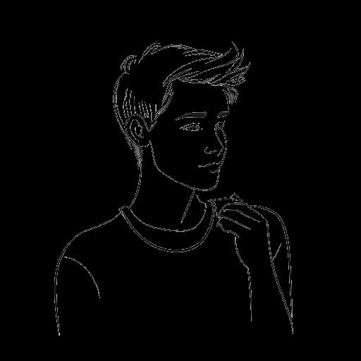 Strichzeichnung eines jungen Mannes mit einer großen Anhängerschaft auf Twitter, der Matan Even repräsentiert, auf weißem Hintergrund