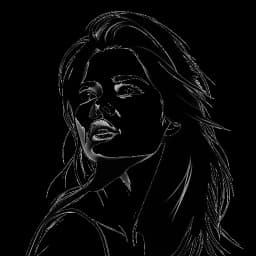 Dessin en ligne de Selena Gomez dans une scène dramatique d'un film ou d'une émission de télévision, exprimant toute une gamme d'émotions.