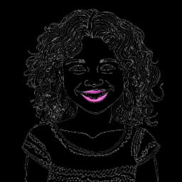 Dessin en ligne d'une jeune fille représentant Selena Gomez. Elle a des cheveux bouclés, un large sourire, et porte une robe colorée, dégageant une énergie jeune.