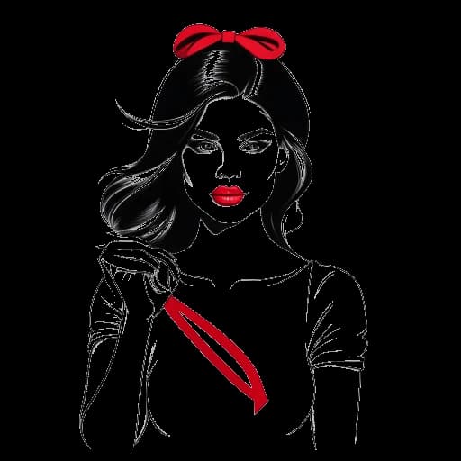 Desenho em arte linear de Selena Gomez segurando uma fita vermelha, representando conscientização sobre lúpus