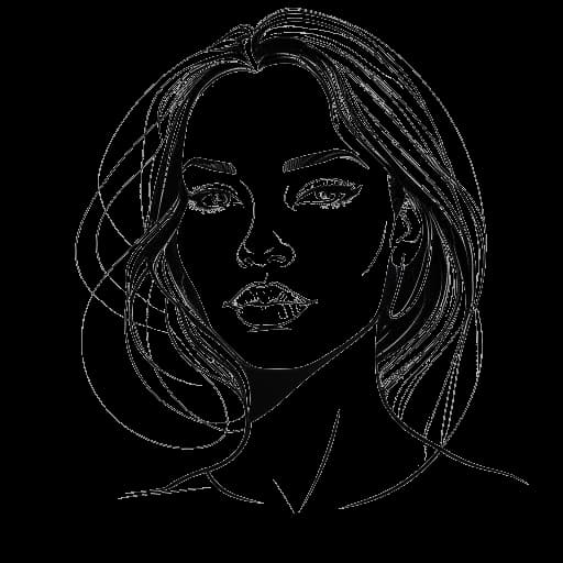 Line art of a woman representing Avery Cyrus, confidently infused with Mexican and Texan cultural elements, against a white backdrop.