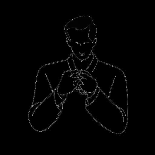 Lijntekening van een man die Jon Bellion vertegenwoordigt die een trouwring vasthoudt, op een witte achtergrond